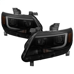 Akkon Chevrolet Colorado 15-17 Halogen Models Only XTune DRL Light Bar Projector Headlights Not Compatible w/Xenon/HID Model Black Smoked