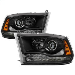 POE Ram 1500/2500/3500 13-18 Models w/Factory Projector LED Style Only XTune Projector Headlights Black