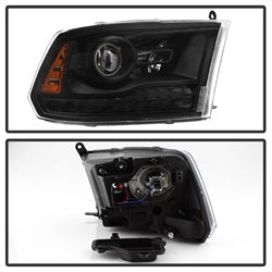POE Ram 1500/2500/3500 13-18 Models w/Factory Projector LED Style Only XTune Projector Headlights Black