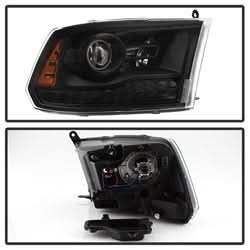POE Ram 1500/2500/3500 13-18 Models w/Factory Projector LED Style Only XTune Projector Headlights Black