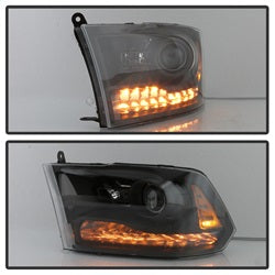POE Ram 1500/2500/3500 13-18 Models w/Factory Projector LED Style Only XTune Projector Headlights Black