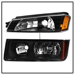 OE Chevrolet Avalanche 1500/Avalanche 2500 02-06 OEM XTune Headlights w/Bumper Lights Black