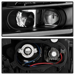 Akkon Chevrolet Impala 14-18 Black DRL Light Bar Projector Headlights Halogen Models Only Will Not Fit Xenon/HID Model