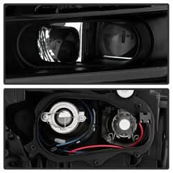 Akkon Chevrolet Impala 14-18 Black Smoke DRL Light Bar Projector Headlights Halogen Models Only Will Not Fit Xenon/HID Model
