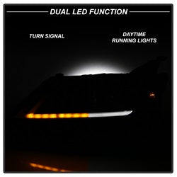Akkon Chevrolet Impala 14-18 Black Smoke DRL Light Bar Projector Headlights Halogen Models Only Will Not Fit Xenon/HID Model