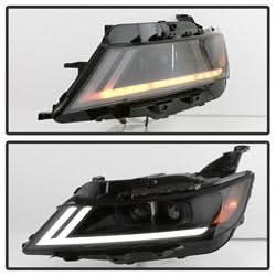 Akkon Chevrolet Impala 14-18 Black Smoke DRL Light Bar Projector Headlights Halogen Models Only Will Not Fit Xenon/HID Model