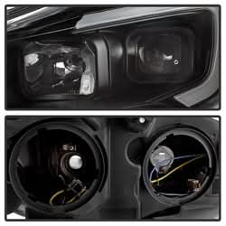 Akkon Ford Escape 13-16 Black LED Light Bar Projector Headlights Halogen Models Only Will Not Fit Xenon/HID Model