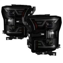 Akkon Ford F-150 15-17 Black Smoke DRL LED Light Bar Projector Headlights