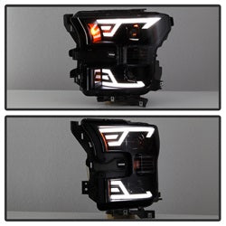 Akkon Ford F-150 15-17 Black Smoke DRL LED Light Bar Projector Headlights
