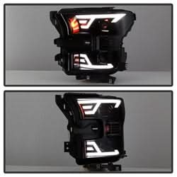Akkon Ford F-150 15-17 Black Smoke DRL LED Light Bar Projector Headlights