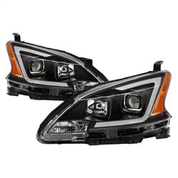 Akkon Nissan Sentra 13-15 Black DRL LED Light Bar Projector Headlights Halogen Models Only