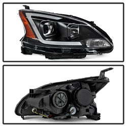 Akkon Nissan Sentra 13-15 Black DRL LED Light Bar Projector Headlights Halogen Models Only