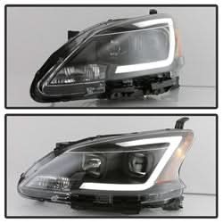 Akkon Nissan Sentra 13-15 Black DRL LED Light Bar Projector Headlights Halogen Models Only