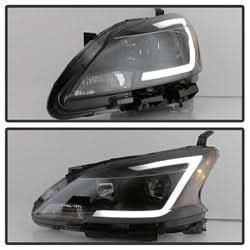 Akkon Nissan Sentra 13-15 Black Smoke DRL LED Light Bar Projector Headlights Halogen Models Only