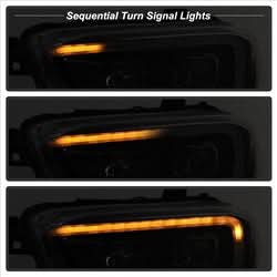 Akkon Toyota Tacoma 16-18 w/Sequential Turn Signal DRL Light Bar Projector Headlights Black