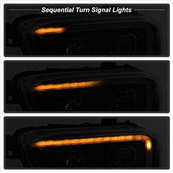 Akkon Toyota Tacoma 16-18 w/Sequential Turn Signal DRL Light Bar Projector Headlights Black Smoke