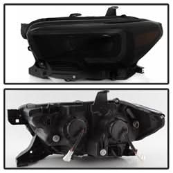 Akkon Toyota Tacoma 16-18 w/Sequential Turn Signal DRL Light Bar Projector Headlights Black Smoke