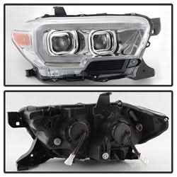 Akkon Toyota Tacoma 16-18 w/Sequential Turn Signal DRL Light Bar Projector Headlights Chrome
