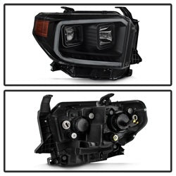 Akkon Toyota Tundra 14-18 Black Smoke DRL LED Light Bar Projector Headlights