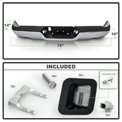 xTune Dodge Ram 1500/1500 09-10 Chrome OEM Style Steel Rear Bumper w/Dual Exhaust Does Not Fit w/Parking Sensors Hole