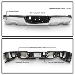 xTune Dodge Ram 1500/1500 09-10 Chrome OEM Style Steel Rear Bumper w/Dual Exhaust Does Not Fit w/Parking Sensors Hole