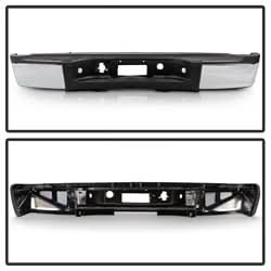 xTune Chevrolet Silverado 2500 HD/Silverado 3500 HD/Sierra 2500 HD/Sierra 3500 HD 07-10 Chrome OEM Style Steel Rear Bumper w/Dual Exhaust Does Not Fit w/Park Assist Sensor Hole And Dual Rear Wheels