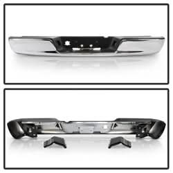 xTune Dodge Ram 1500/Ram 2500/Ram 3500 02-08 Chrome OEM Style Steel Rear Bumper Incl. Brackets Hardware And Step Pads
