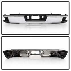 xTune Chevrolet Silverado 1500/Sierra 1500 14-18 Chrome Rear Steel Bumper w/o Park Assist Sensor Hole w/Corner Steps Bracket/Hardware And Step Pads
