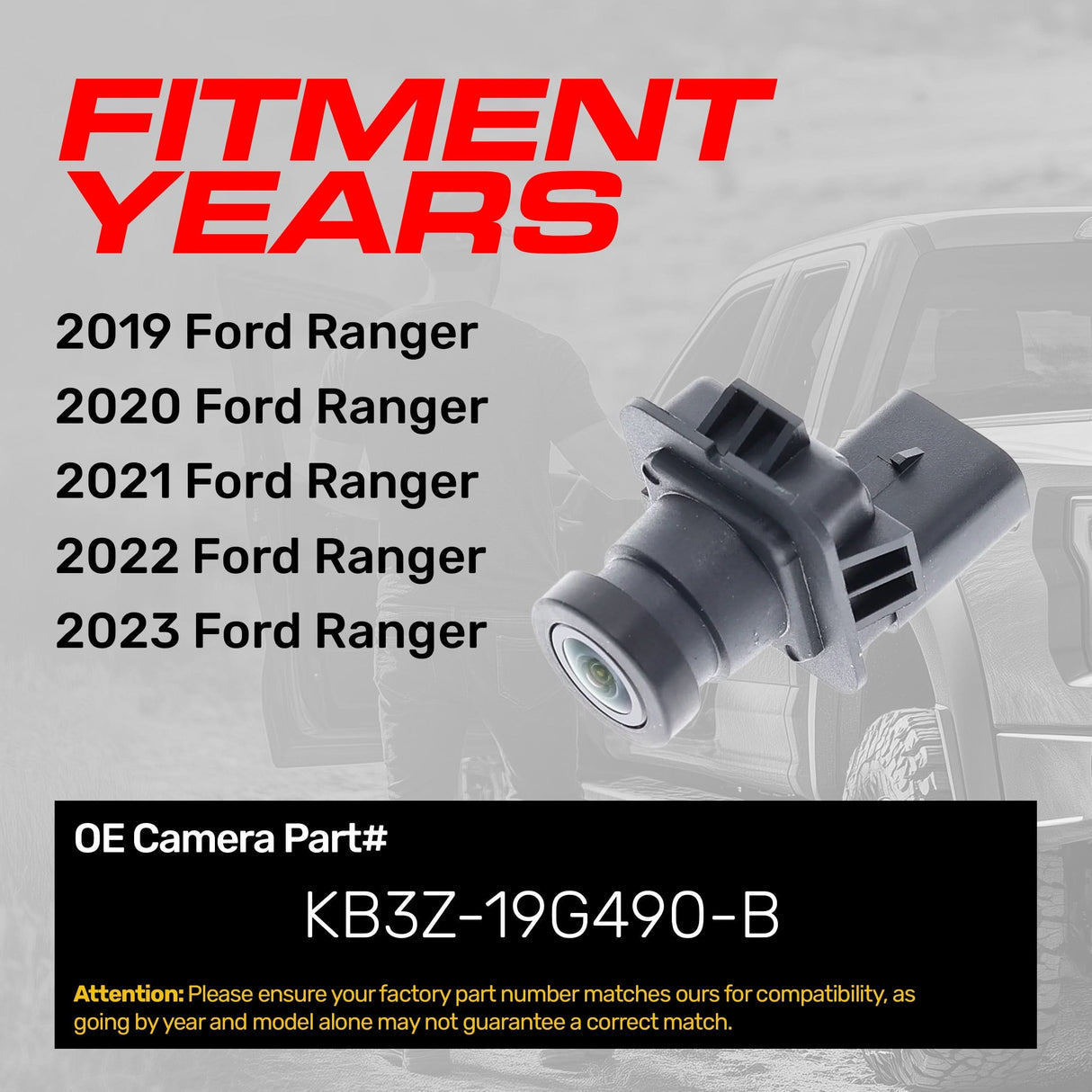 Ford Ranger (2019-2023) OEM Replacement Backup Camera OE Part # KB3Z-19G490-B