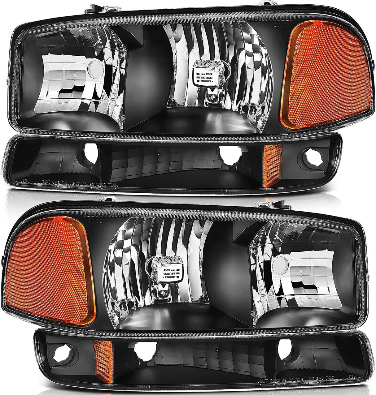 Lbrst Headlights Assembly For 19992006 Gmc Sierra 1500 20072007 Classic Black Housing Reflector Clear Lens Driver Passenger Side