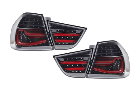 LED Tail Lights BMW 325i 328i 330i 335i E90 Sedan (09-11) Sequential Signal Red / Chrome / Black - K2 Industries