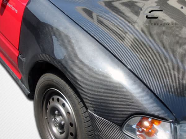 1992-1995 Honda Civic OEM Look Fenders - 2 Piece Carbon Fiber