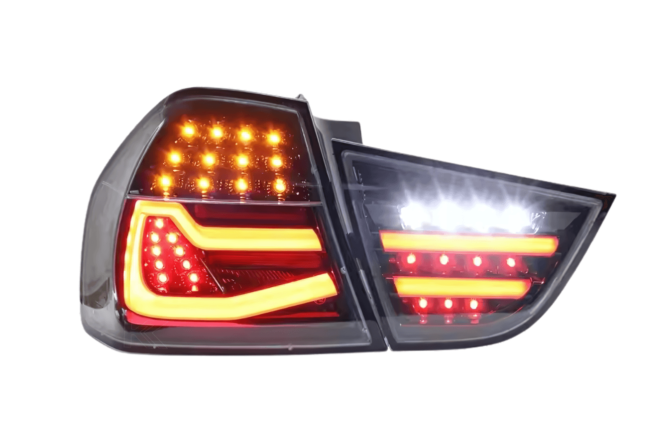 LED Tail Lights BMW 325i 328i 330i 335i E90 Sedan (09-11) Sequential Signal Red / Chrome / Black - K2 Industries