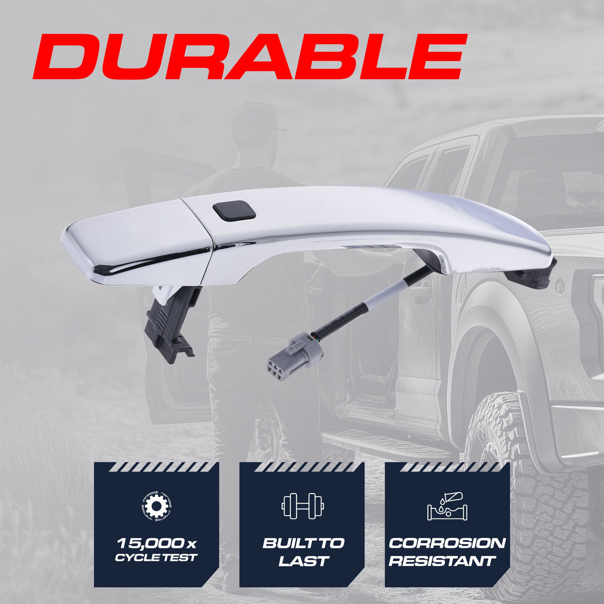 Exterior Door Handle Chrome Replacement for Kia Soul (2014-2019), Soul EV (2015-2019) OE Part # 82651-B2720 | Front Right Passenger Side w/o Keyhole (=Front LH)