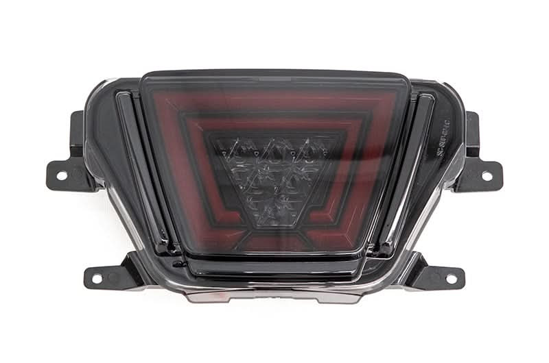 OLM V1 F1 Style Rear Brake / Fog / Reverse Light - Smoke Lens / Gloss Black Base / Red Bar) - 2020-2024 Toyota GR Supra