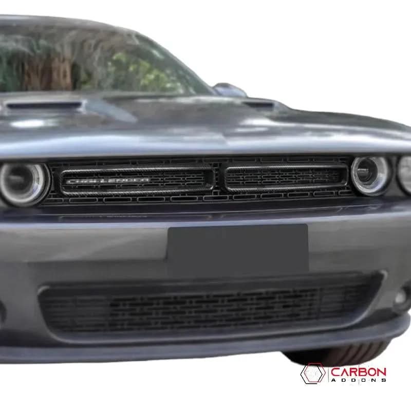 2015-2023 Dodge Challenger Real Carbon Fiber Front Bumper Grill Trim Covers