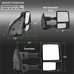 xTune Ford F-250 Super Duty/F-350 Super Duty/F-450 Super Duty 99-14 RH(Passenger) Side XTune Door Mirror Manual Extendable Manual Adjustable