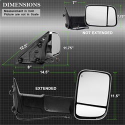 xTune Dodge Ram 1500/Ram 2500/Ram 3500/1500/2500/3500 09-10 Right XTune Door Mirror Manual Extendable Power Heated/Adjustable