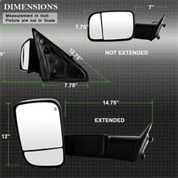 xTune Dodge Ram 1500 09-12 Manual Extendable - POWER Heated Adjust Mirror with LED Signal Black Housing - LEFT Fit: Ram 2500/3500 10-12