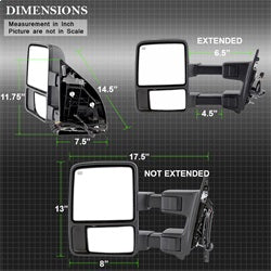 xTune Ford F-250 Super Duty/F-350 Super Duty/F-450 Super Duty 08-15 Left And Right XTune Door Mirror Set Manual Extendable Power Heated/Adjustable