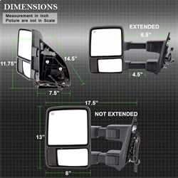 xTune Ford F-250 Super Duty/F-350 Super Duty/F-450 Super Duty 08-15 Left And Right XTune Door Mirror Set Manual Extendable Power Heated/Adjustable
