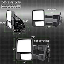 xTune Ford F-250 Super Duty/F-350 Super Duty/F-450 Super Duty/F-550 Super Duty 08-15 Left And Right XTune Door Mirror Set Manual Extendable Power Heated/Adjustable