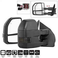 xTune Ford F-150 15-17 Set Power Heated LED Signal Telescoping Mirrors Smoke