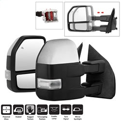 xTune Ford F-150 15-17 Set Power Heated LED Signal Telescoping Mirrors Clear