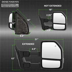 xTune Ford F-250 Super Duty/F-350 Super Duty/F-450 Super Duty 08-15 Set Power Heated LED Signal Telescoping Mirrors Smoke Adjustable