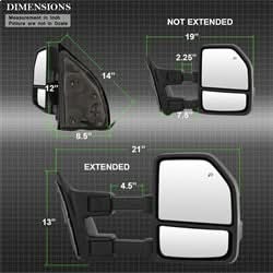 xTune Ford F-250 Super Duty/F-350 Super Duty 99-07 Set Power Heated LED Signal Telescoping Mirrors Smoke