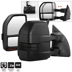 xTune Ford F-250 Super Duty/F-350 Super Duty/F-450 Super Duty 08-15 Set Manual Sequential LED Signal Telescoping Mirrors Smoke