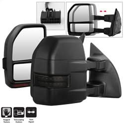 xTune Ford F-250 Super Duty/F-350 Super Duty/F-450 Super Duty 08-15 Set Manual Sequential LED Signal Telescoping Mirrors Smoke