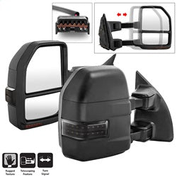 xTune Ford F-250 Super Duty/F-350 Super Duty 99-07 Set Manual Sequential LED Signal Telescoping Mirrors Smoke