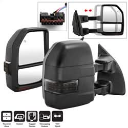 xTune Ford F-250 Super Duty/F-350 Super Duty 99-07 Set Power Heated Sequential LED Signal Telescoping Mirrors Smoke